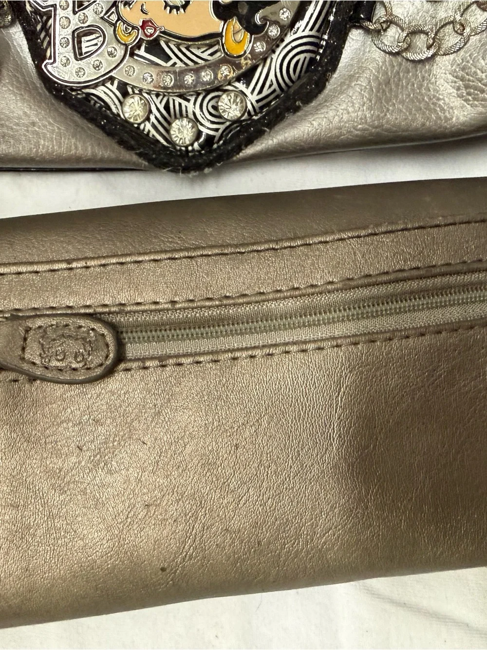 Betty Boop Metallic Silver and Black Shoulder Bag with Embellishments - Picture 9 of 12